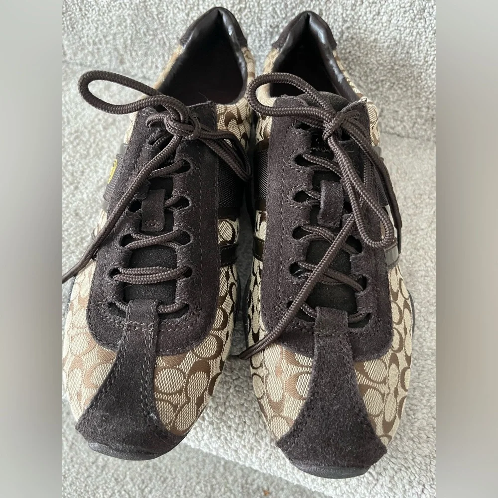 Coach Kathleen Signature Sneakers women size 8.5 tan brown - Picture 4 of 11